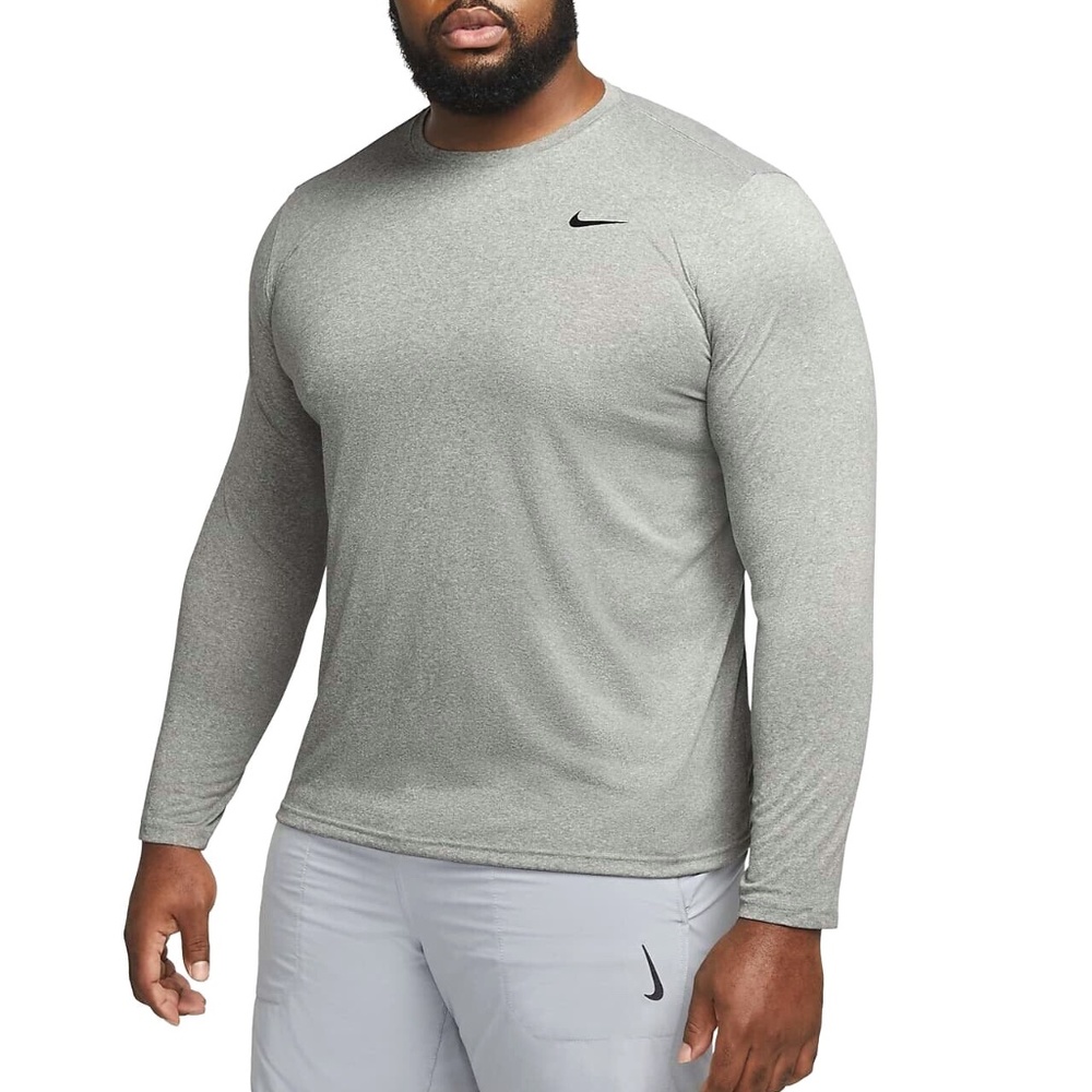 Nike Long Sleeve Legend 2.0 Training 4XL Heather Gray Dri Fit Shirt Running Mens
